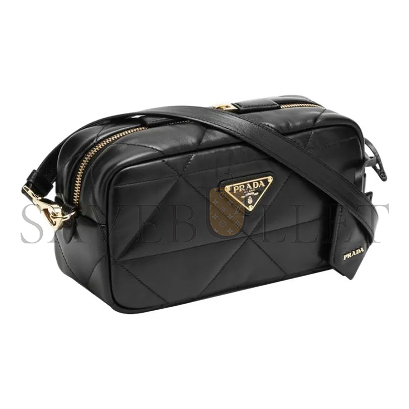 PRADA BLACK QUILTED LEATHER CAMERA BAG 1BH197 (22*11*7cm)